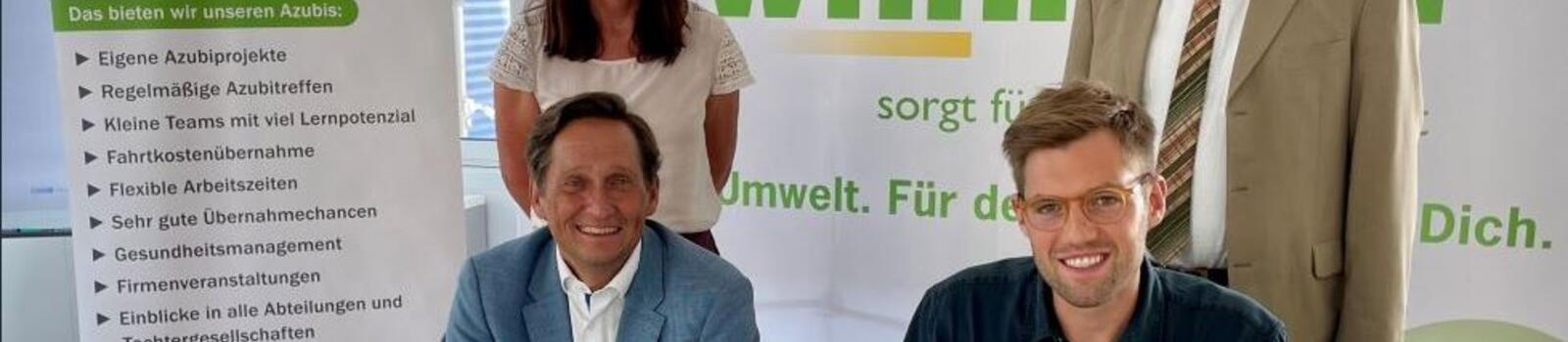 Susanne Leichmann, Leiterin Personal, Johannes Wittmann, Geschäftsführung, sowie  Thomas Schweigler, Stellv. Geschäftsleitung FOM München, & Prof. Dr. Gerald Mann, Gesamt-Studienleitung FOM München