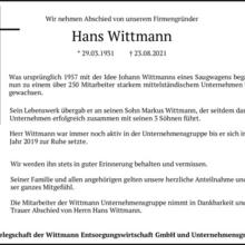Firmen Mitteilung der Wittmann Entsorgungswirtschaft GmbH und Unternehmensgruppe